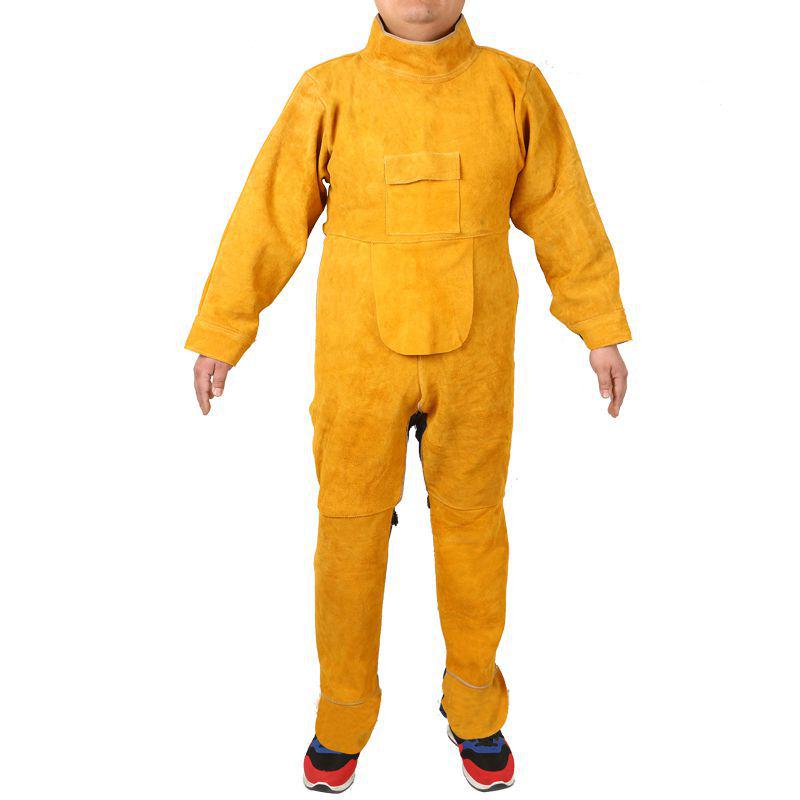 Огнеупорный фартук сварщика из чистой коровьей кожи - Термостойкий, износостойкий защитный костюм с защитой от ожогов