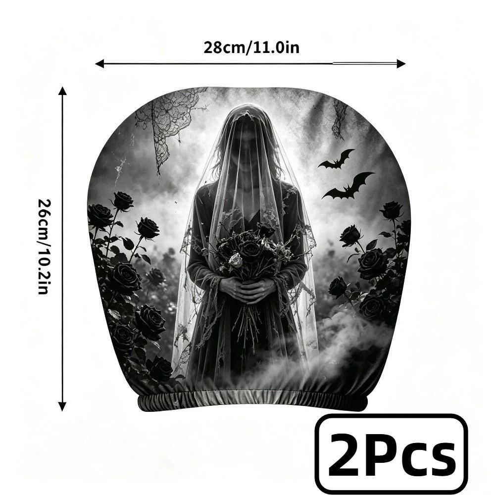 2Pcs Halloween Accessories Car Headrest Covers Ghost Neck Pillowcase Car Interior