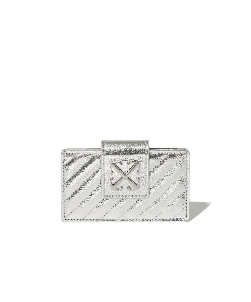 Off-White Quilted Accordion Card Wallet (Silver)