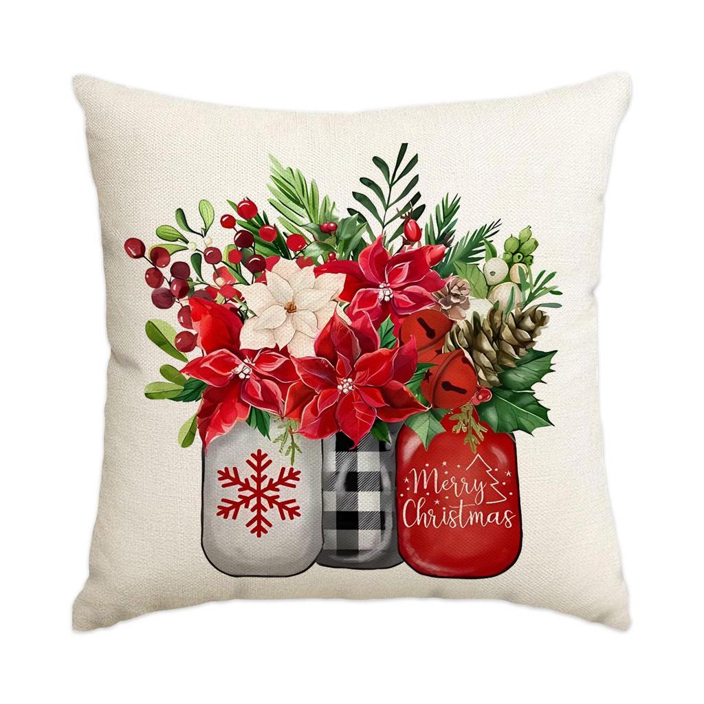 Горячая распродажа Рождественская наволочка из искусственного льна с принтом елки и снеговика - Праздничная декоративная наволочка для диванной подушки