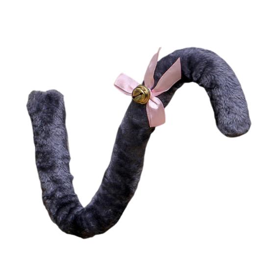 Плюшевая длинная лента с кошачьим хвостом и бантом-колокольчиком для женщин и девочек, вечерние аксессуары для косплея, мягкий скелет, гибкая форма, имитация хвоста для платья, юбки, леггинсы