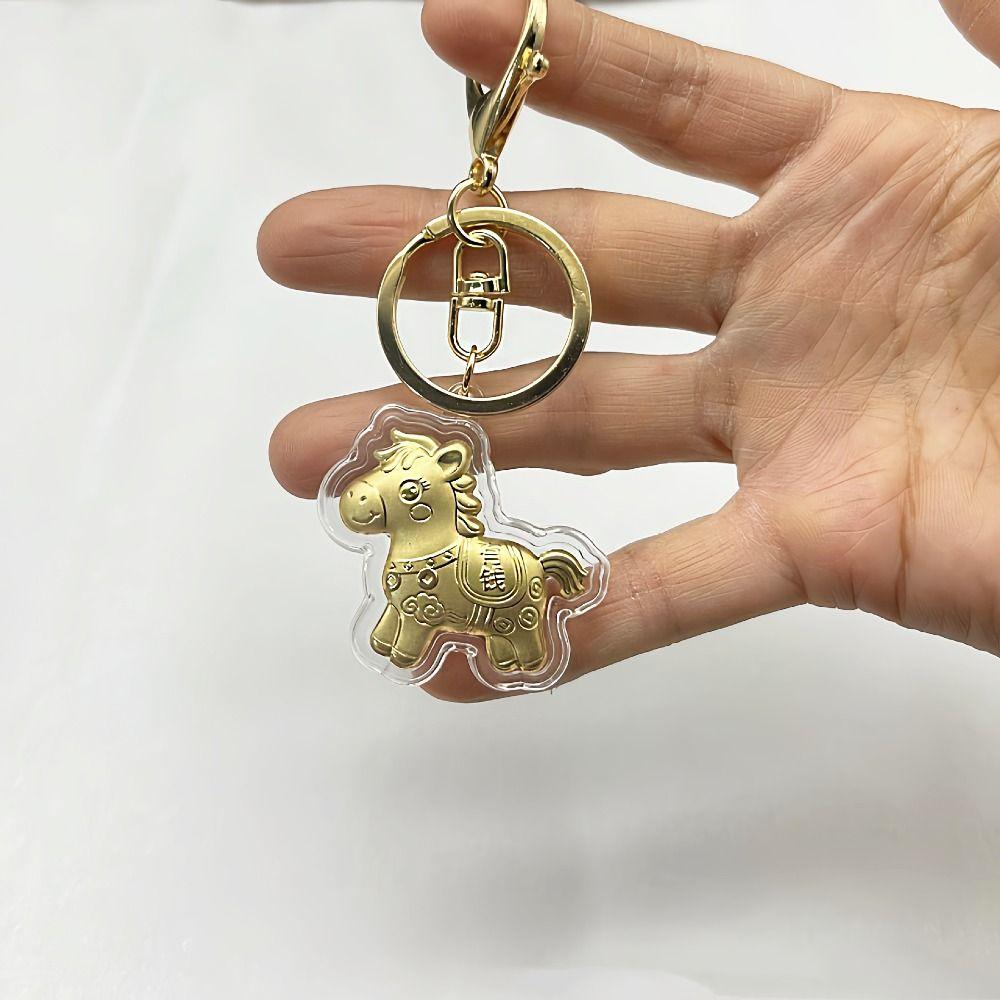 Get Rich Gold Horse Keychains Wealthy Mobile Chain Bags Accessory Bag Pendant Zodiac Horse Year