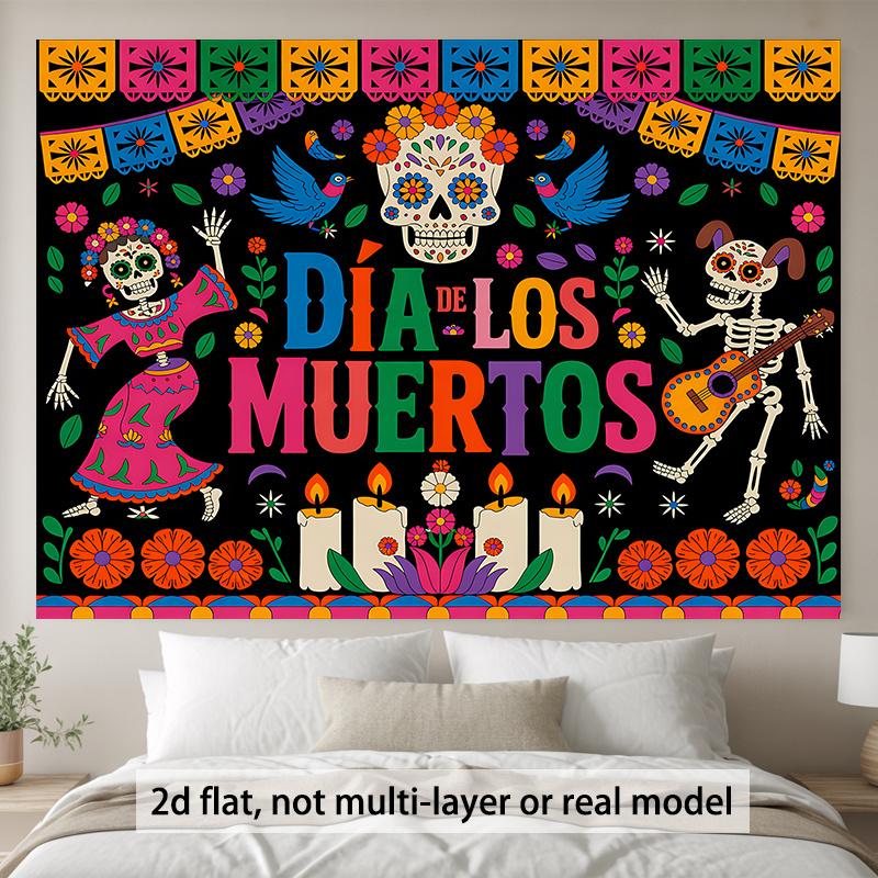 2D flat design. One skeleton festival banner is suitable for home decoration, parties and altar arrangements.zyc