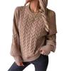 Women's Knitted Sweater Pullover Round Neck Loose Twist Solid Color Sweater for Women