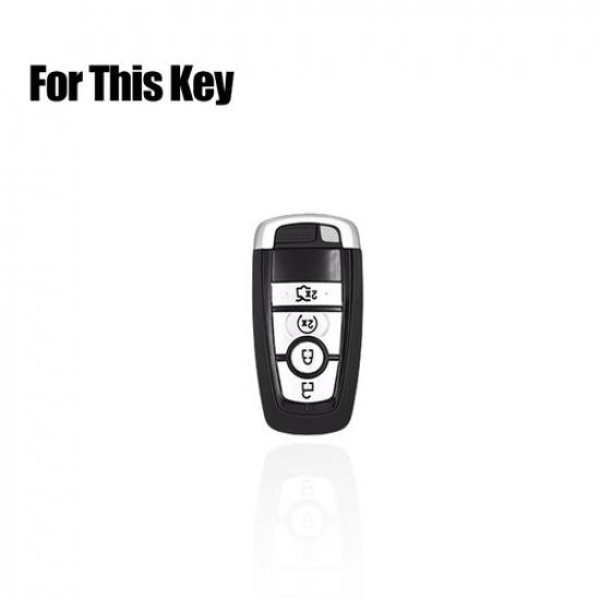 Alloy Leather Car Key Case Cover For Lincoln MKC MKZ MKX Navigator Continental