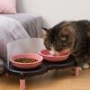 Anti-slip Cat Double Bowl High Foot Pet Feeder Pet Supplies Ceramic Cat Bowl for Drinking Feeding