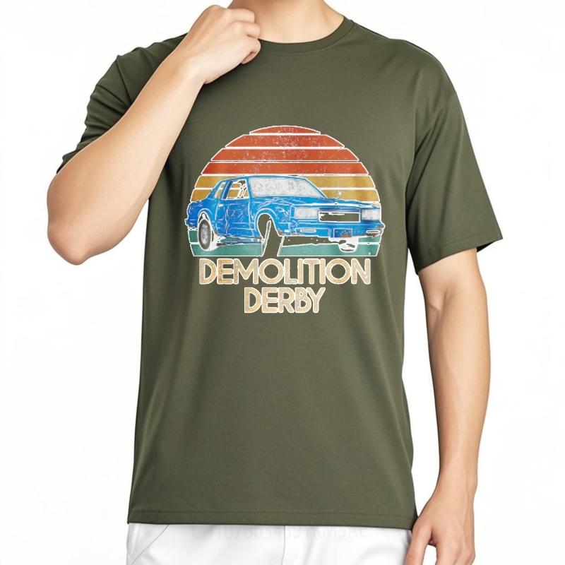Plus Size Tshirt Soft For men Oneck t shirt Daily Wear Demolition Derby Car Sunset Minimalist For man tops Quick Dry Shirt