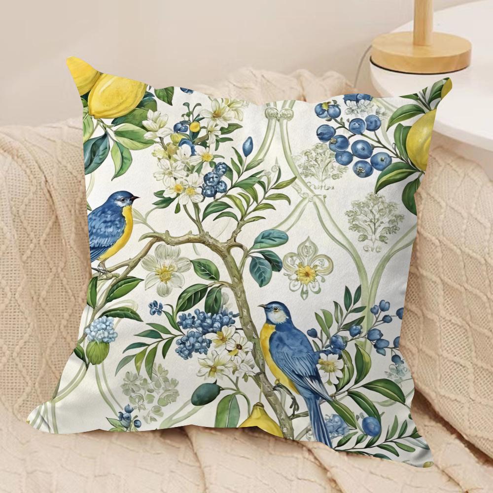 Greek vacation style Cushion Cover Soft Plush Fabric DoubleSided Printed Cushion Covers for All Seasons Modern Home Decor