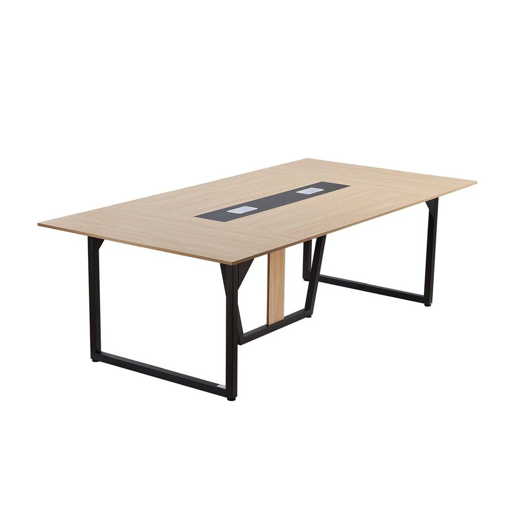 Conference Table, 2400 mm Office Meeting Table for 10 Person, Modern Rectangle Seminar Desk with Metal Legs, Large Meeting Desk Ideal for Office,