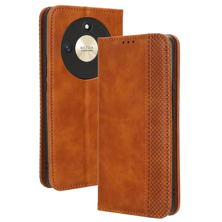 Для Honor X50 Магнитный чехол для телефона в стиле ретро из искусственной кожи с подставкой и кошельком