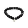 Stones and Minerals. Matte Black Onyx + Schorl Tourmaline Beaded Bracelet from Brazil 8 Mm. Made In France.