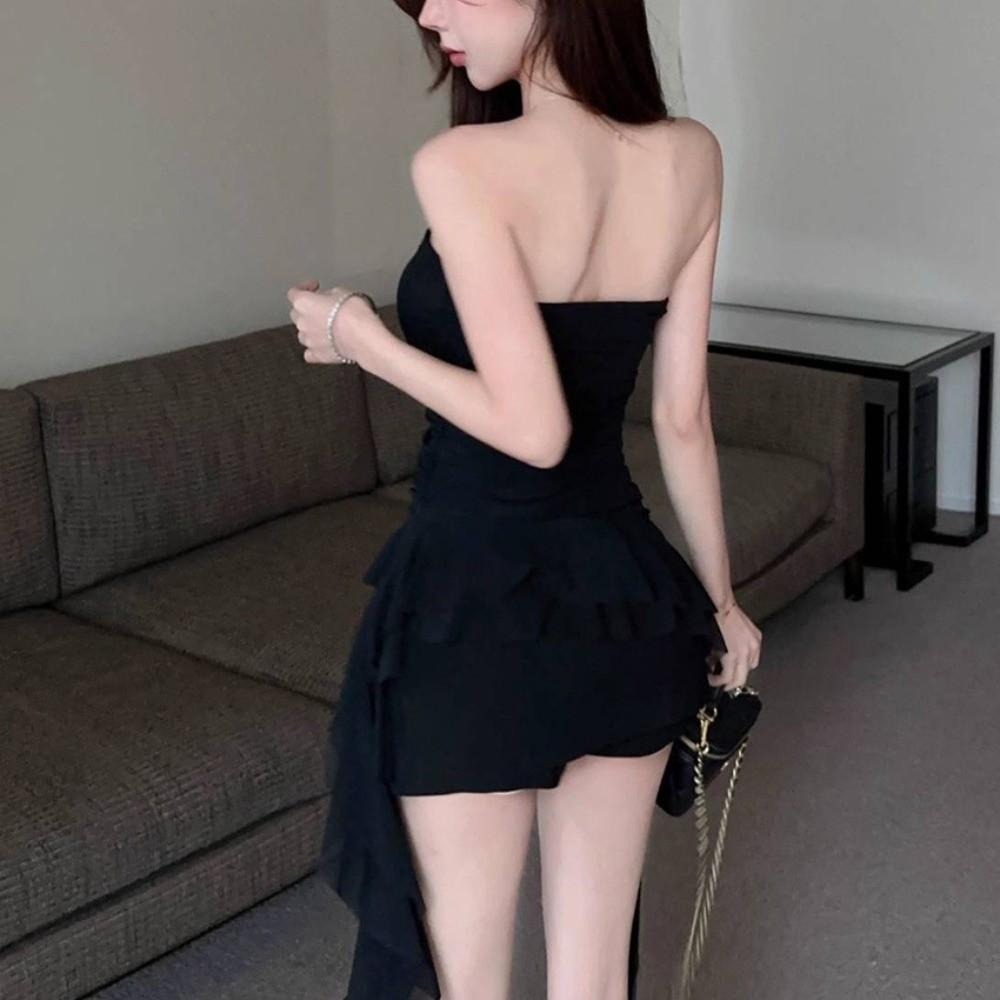 Mesh Irregular Ruffled Vest Sweet Cropped Tube Top Fashion Women's Vest Top Club