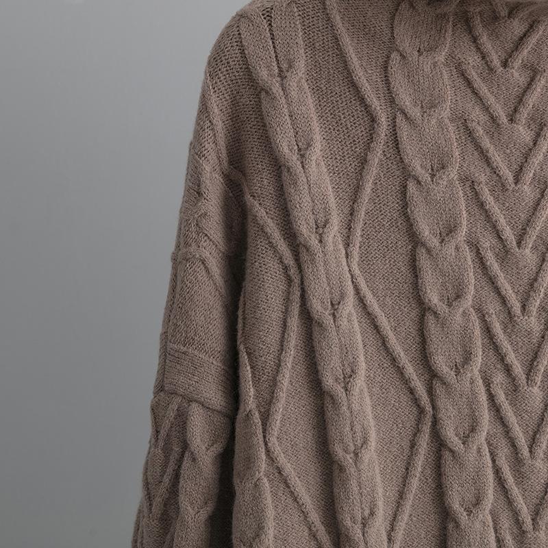 QICED Осенне-зимний комплект большого размера с высоким воротом, модный, нежный и непринужденный стиль, комплект из двух предметов свитера, однотонный трикотажный