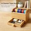 Bamboo Desktop Tape Organizer With Drawer Washi Masking Storage Shelf Journaling Supplies
