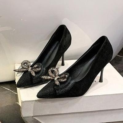 Модные женские туфли-лодочки, модные туфли с острым носком на высоком каблуке, роскошные босоножки с бантом из стразов, туфли на высоком каблуке для женщин, туфли-лодочки с леопардовым принтом для платья