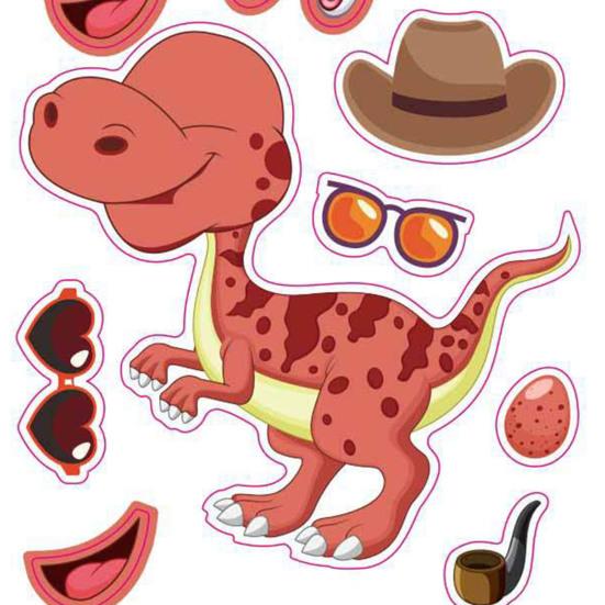 12 шт. детский набор, свой собственный стикер с динозавром, мультяшная игрушка-макияж, сделай сам, образовательная школьная награда