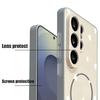 Магнитный Чехол Для Magsafe Для Samsung Galaxy S26 Ultra S25 Edge S24 Plus S23 FE S22 A54 A55 A56 5G Белый Узор Сердечки Матовый Чехол