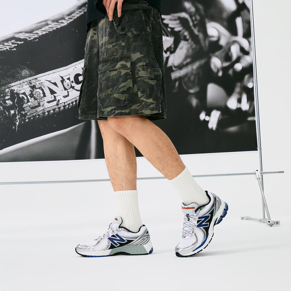 New Balance 860v2 OG Бело-серебристо-синие кроссовки унисекс Металлик-серебристый ML860XB