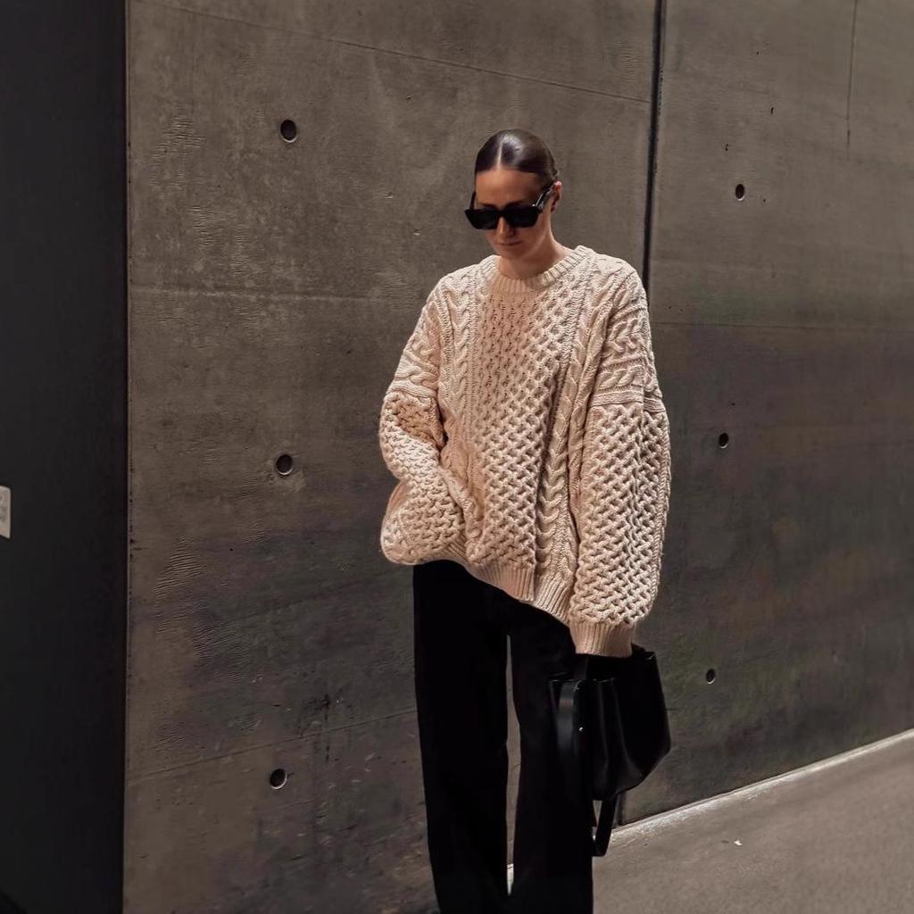 Европейский и американский женский свободный перекрученный свитер - повседневный топ с длинным рукавом