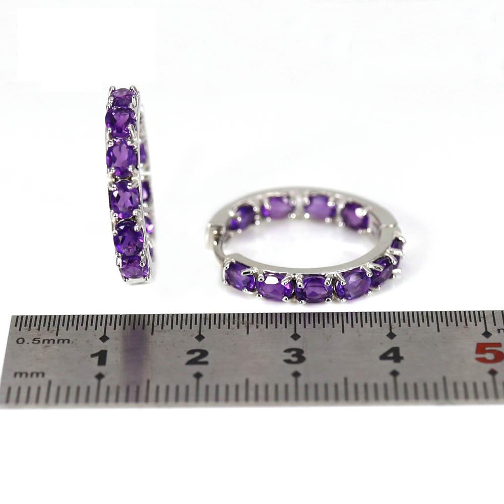 Bolaijewelry Серьги из натурального африканского аметиста овальной формы 3*4 мм, стерлинговое серебро 925 пробы, изысканные ювелирные изделия для женщин, жены, дизайн, подарок на годовщину вечеринки