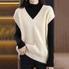 Women Fall Winter Vest V Neck Loose Sleeveless Knitted Solid Color Thick