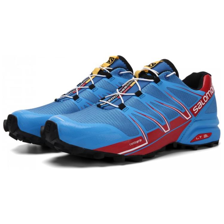 SALOMON SPEEDCROSS PRO Нескользящие Устойчивые к истиранию Низкие Кроссовки для трейлраннинга Мужские Сине-красные 379095