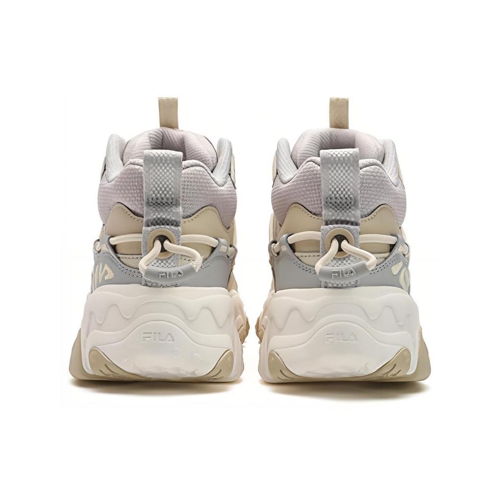 Fila Fluid 5 Cat Paw 5.0 Fabric Synthetic Leather Rubber Shock Absorbing Wear Resistant Mid Top Casual Shoes Women Casual Shoes Beige F12W412116FVW