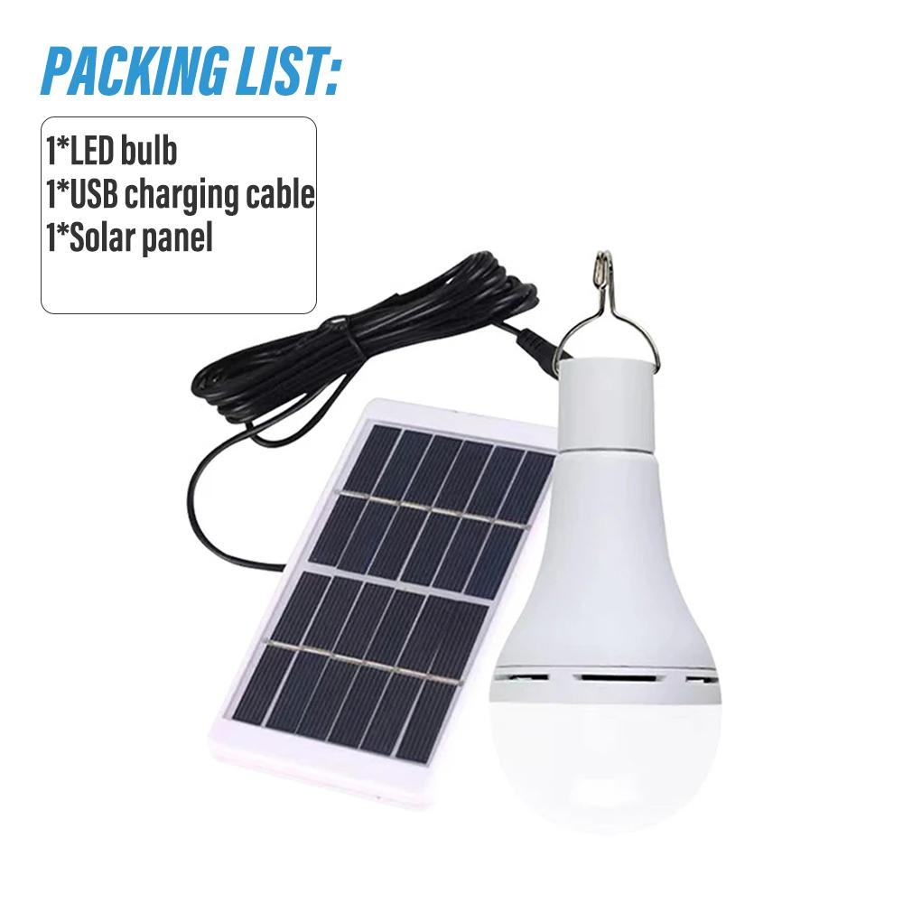 LED Solar Light Bulb Outdoor Camping Light Waterproof Portable Garden Pendant Light Hiking Fishing Emergency Light USB Charging