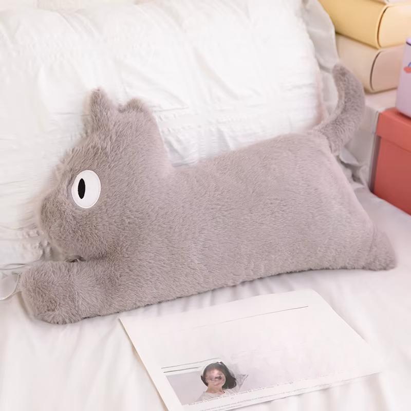 40/60/80CM Cuddly Shadow Colour Cat Plush Pillow Doll Cartoon Stuffed Cat Plushie Girl's Toys Sofa Bed Room Decoration