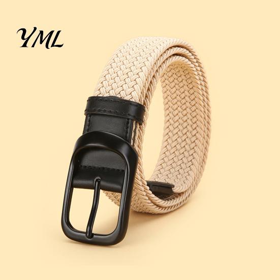 Breathable Elastic Webbing Belt Woven for Women, No Punching Adjustable Waist with Easy Wear Retro Metal Pin Buckle, Casual Stretchy Jeans And Dresses