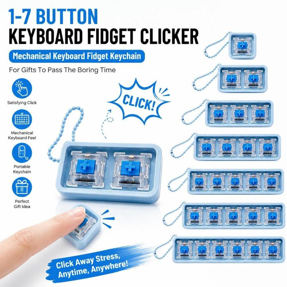 Keychain Attachment Keyboard Fidget Clicker Toy Clicky Switch Finger Stress Toy DIY Projects