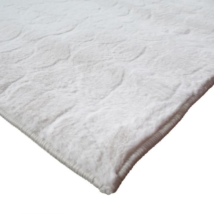 Tapis salon à relief galet extra-doux blanc 160x230
