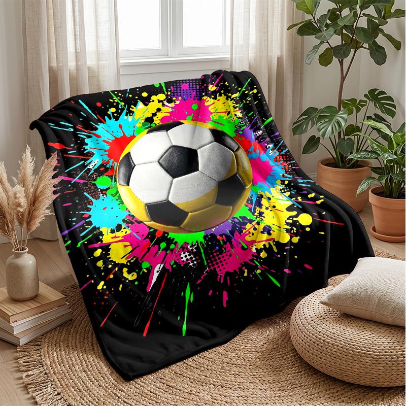 Soccer Ball Splash Art 9 Theme blanket Lightweight Warm Flannel Blanket Decorative Throw Blanket for Home Decoration