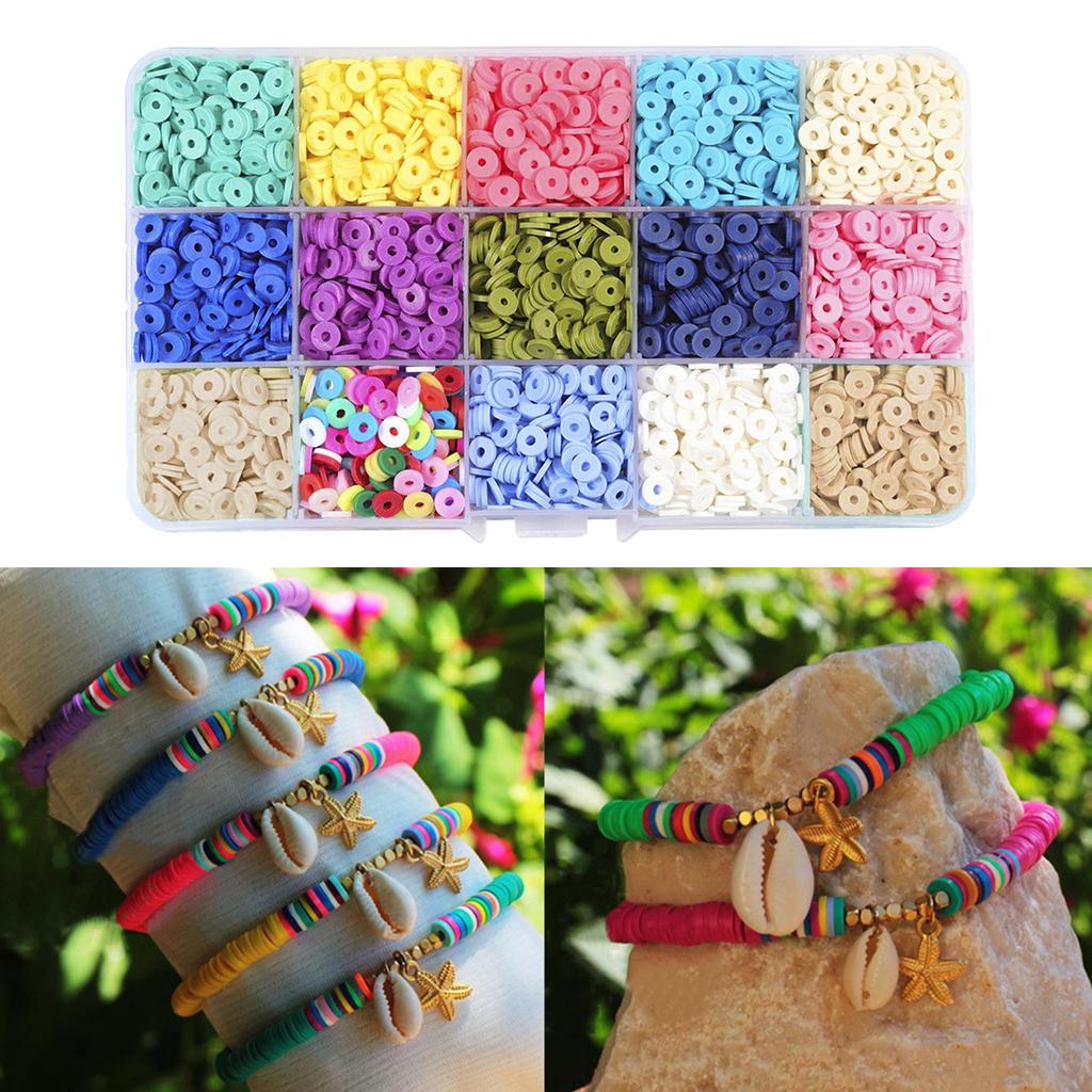 36000 шт. плоские круглые бусины-разделители из полимерной глины для изготовления ювелирных изделий, браслетов, ожерелья, сережек, фурнитура «сделай сам», ремесло с пластиковой коробкой для хранения