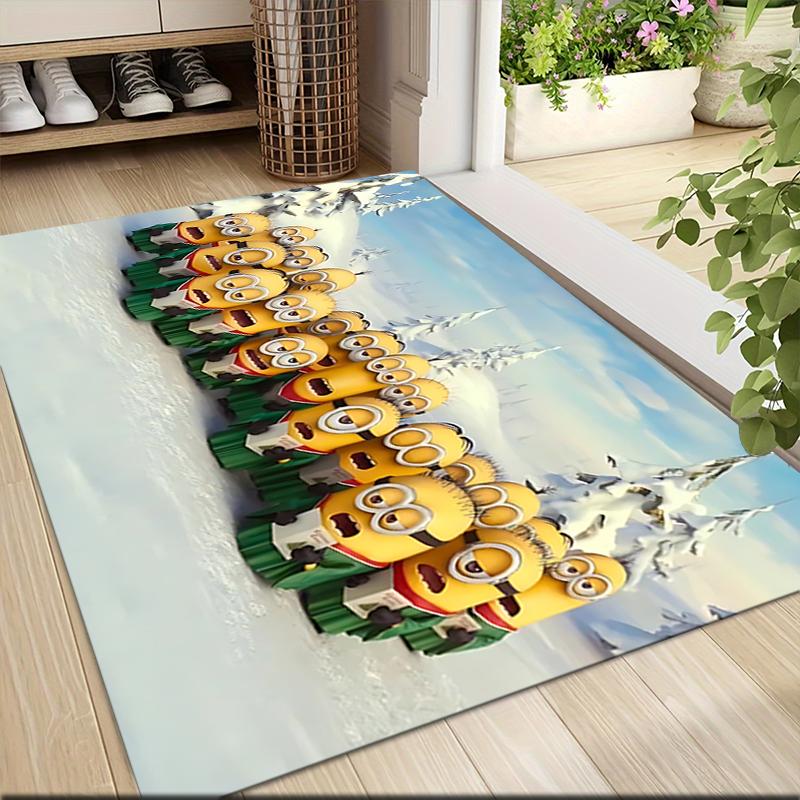 1Pc Christmas Minion Celebration Carpet Rug Soft Washable Antislip Home Living Room Sofa Mats Personalized Christmas Rug