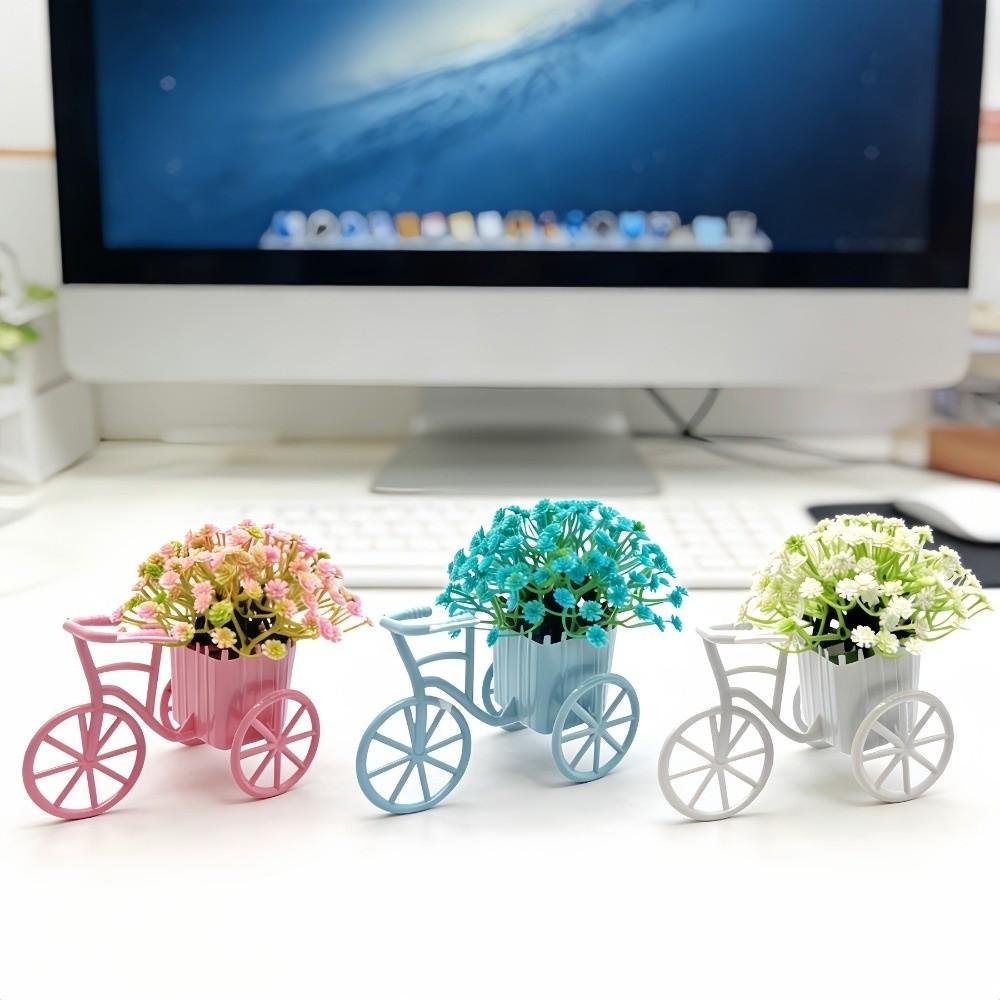 Country tyle Mini Bicycle Ornaments Miniature Garden Artificial Green Plants Wedding Decor