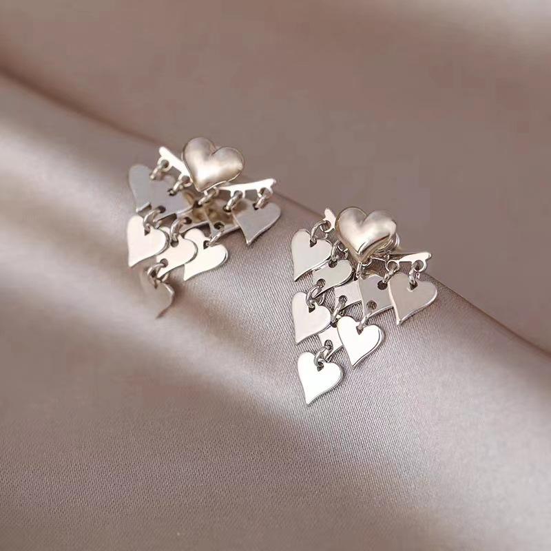 ANENJERY Серьги с кисточками в форме сердца для женщин, простые модные ювелирные украшения для вечеринок, подарки