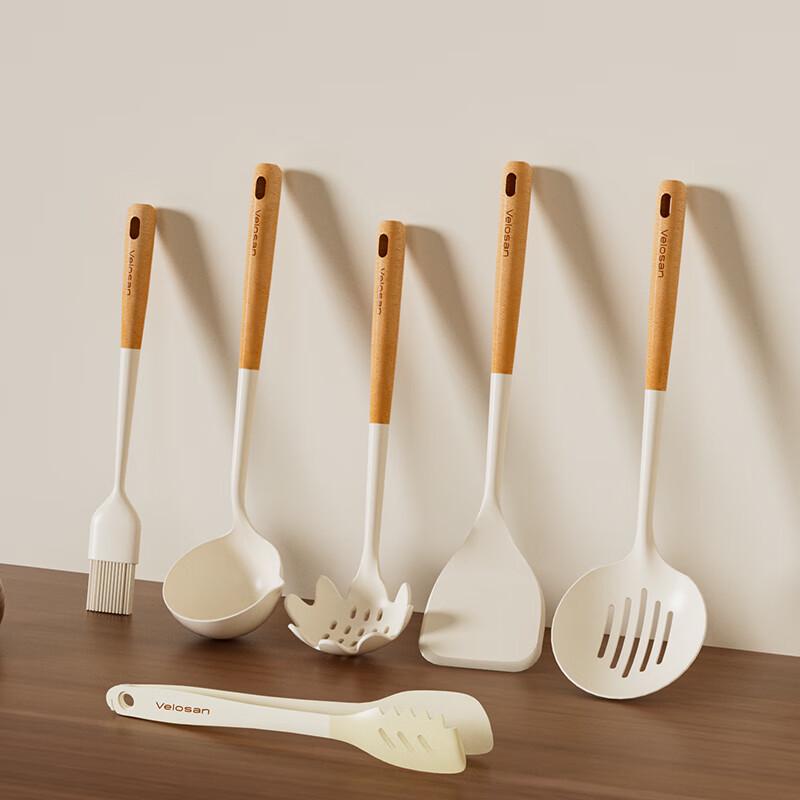 Wenlun Mountain Beechwood Silicone 6-Piece Kitchen Utensil Set