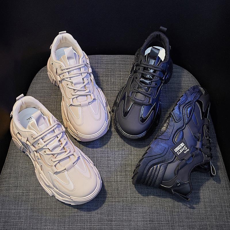 TUINANLE Черная женская обувь на платформе, повседневные женские кроссовки на шнуровке, вулканизированная обувь из искусственной кожи