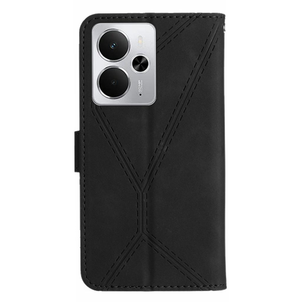 Для Realme 14 5G/P3 5G Чехол Скин Текстурные Линии Тисненая ПУ Кожа Книжка Чехол для Телефона