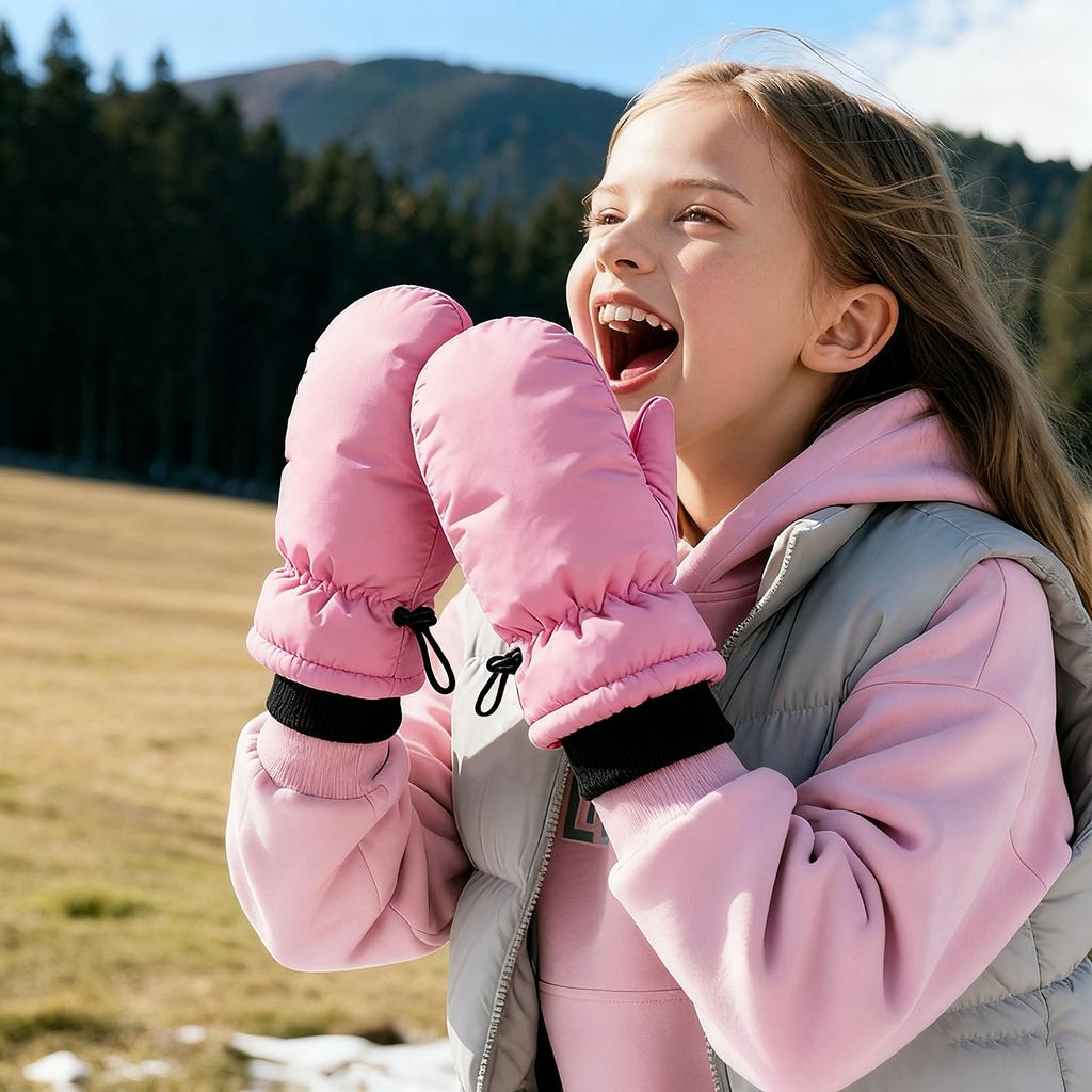 Thick Warm Children Ski Gloves 2-5Year Boys Girls Plush Mittens Windproof Waterproof Outdoor Baby Hand Covers Winter Kids Glove
