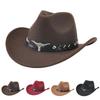 Западная ковбойская шляпа, этническая, мужская и женская шерстяная цилиндрическая шляпа, джазовая шляпа с головой коровы