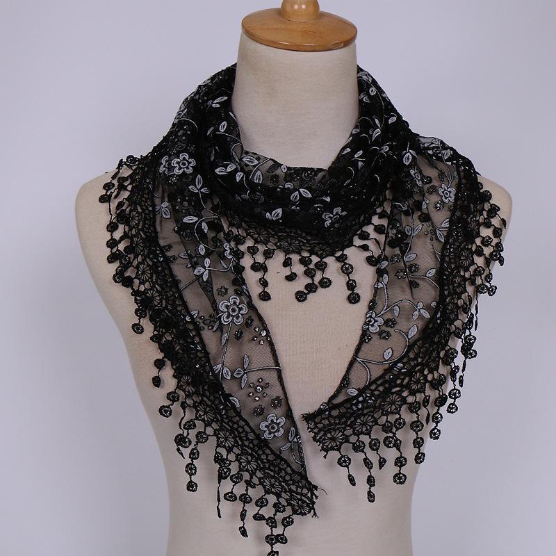 Korean Floral Lace Triangle Scarf - Breathable, Classic & Decorative Veil for Spring and Autumn