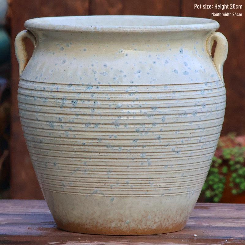 Large Retro Handmade Ceramic Flower Pot for Bougainvillea and Bird of Paradise