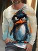 Funny 3D Animal Print Mens T Shirt Hip Hop Trend Harajuku Street Clothes Autumn Loose Top Fashion Cotton Long Sleeve T-shirt Men