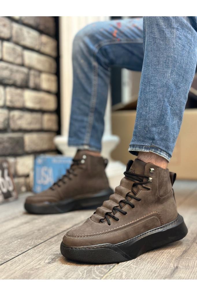 Мужские модные ботинки из натуральной кожи на плоском каблуке Bootie Ba со скрытой кружевной высокой подошвой, черные спортивные ботинки, обувь