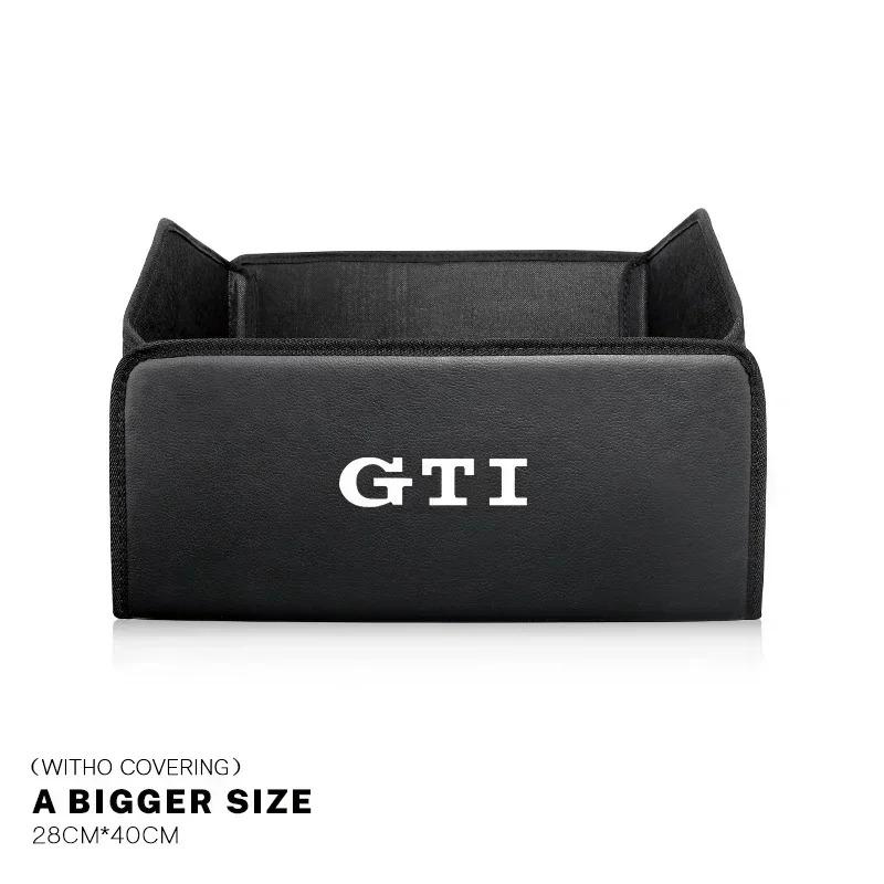 CGLWZ1 Car Trunk Storage Box Leather Sundries Organizer Travel Bag For VW R Line GTI Polo Golf Passat CC Tiguan Arteon Touareg Scirocco