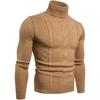 Mens Knitting Sweaters Casual Braid Double Collar Tops Winter Man High Neck Thick Warm Pullover