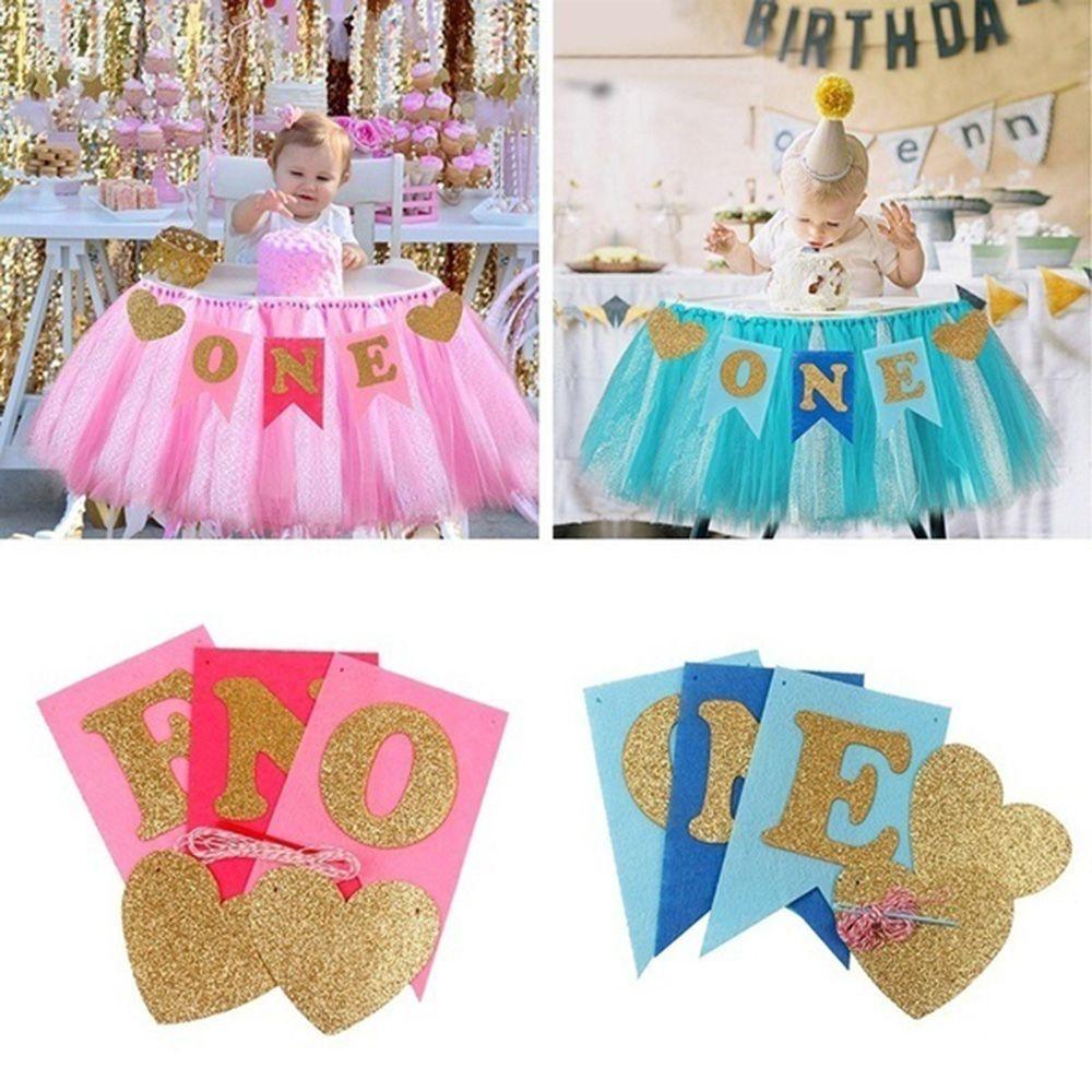 Baby Shower ONE Photo Prop Garlands Hanging Flag Bunting Banner 1st Birthday Party Decor