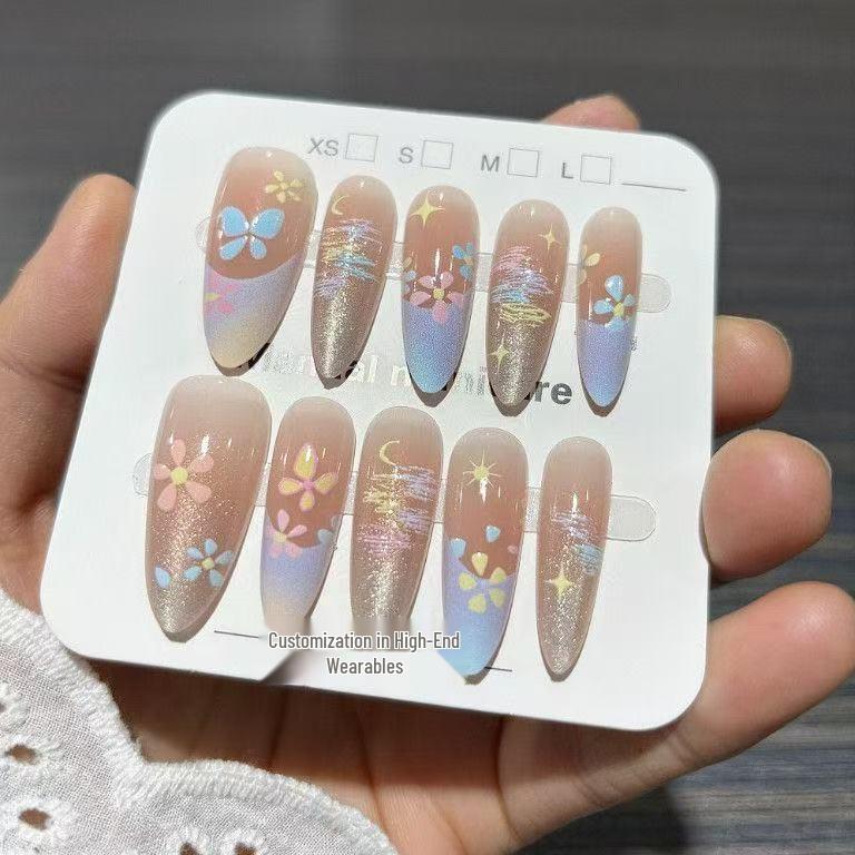 3D Bow & Heart Red Polka Dot Wearable Nail Art Stickers - Long Thin Girly Design